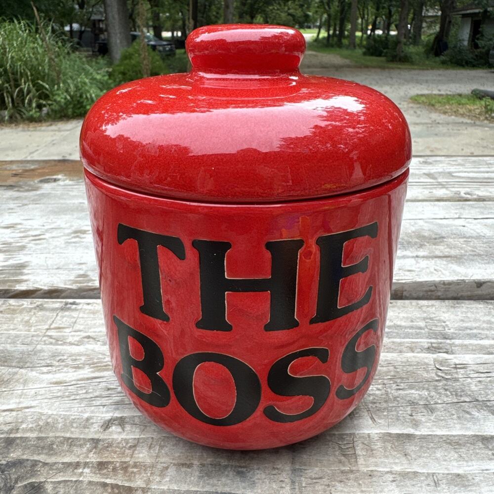 Waechtersbach W. Germany The Boss Red Black Canister Lidded Container